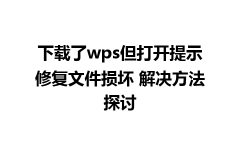 下载了wps但打开提示修复文件损坏 解决方法探讨