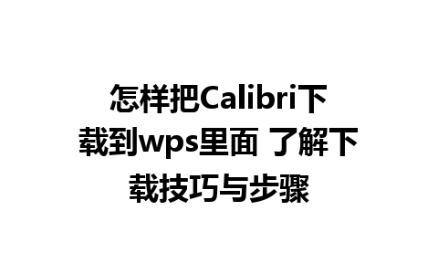 怎样把Calibri下载到wps里面 了解下载技巧与步骤