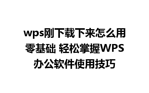 wps刚下载下来怎么用零基础 轻松掌握WPS办公软件使用技巧