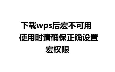 下载wps后宏不可用  使用时请确保正确设置宏权限