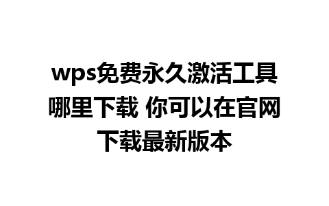 wps免费永久激活工具哪里下载 你可以在官网下载最新版本