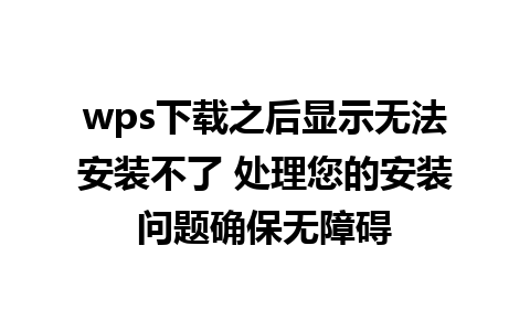 wps下载之后显示无法安装不了 处理您的安装问题确保无障碍