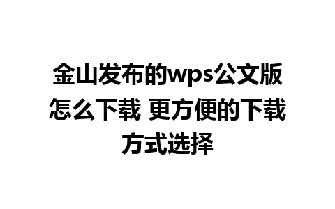 金山发布的wps公文版怎么下载 更方便的下载方式选择