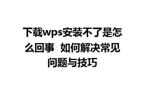 下载wps安装不了是怎么回事  如何解决常见问题与技巧