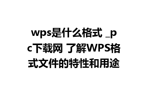 wps是什么格式 _pc下载网 了解WPS格式文件的特性和用途