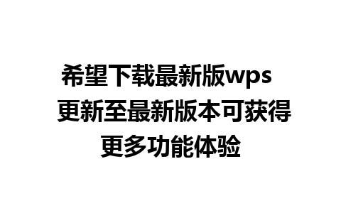 希望下载最新版wps  更新至最新版本可获得更多功能体验