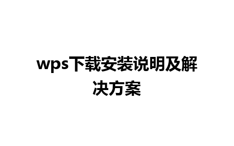 wps下载安装说明及解决方案