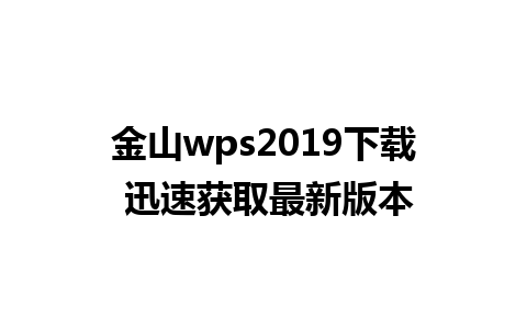 金山wps2019下载 迅速获取最新版本