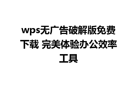 wps无广告破解版免费下载 完美体验办公效率工具