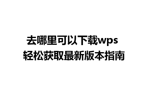 去哪里可以下载wps 轻松获取最新版本指南