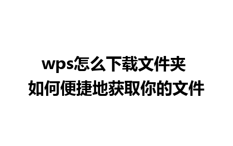 wps怎么下载文件夹 如何便捷地获取你的文件