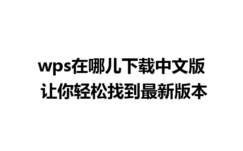 wps在哪儿下载中文版 让你轻松找到最新版本