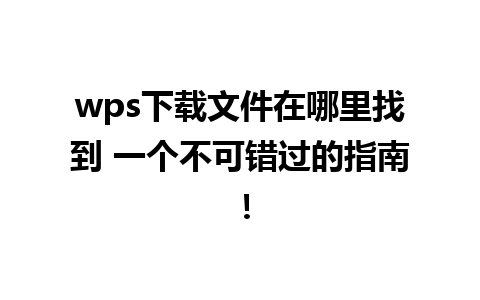 wps下载文件在哪里找到 一个不可错过的指南！