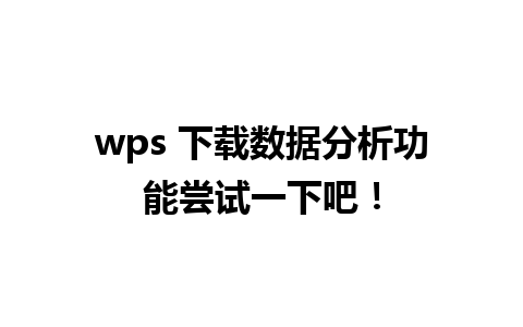 wps 下载数据分析功能尝试一下吧！