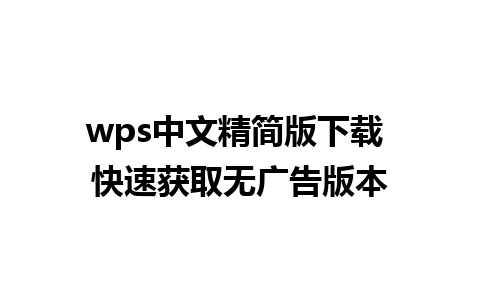 wps中文精简版下载 快速获取无广告版本