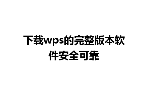 下载wps的完整版本软件安全可靠