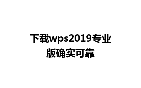 下载wps2019专业版确实可靠