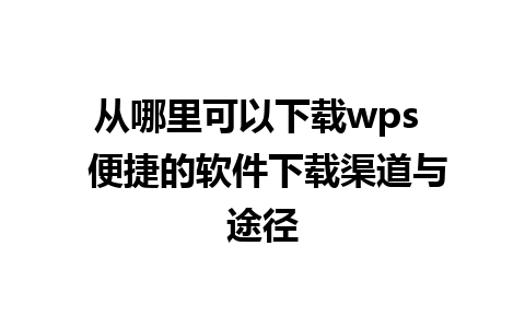 从哪里可以下载wps  便捷的软件下载渠道与途径