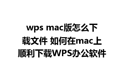 wps mac版怎么下载文件 如何在mac上顺利下载WPS办公软件