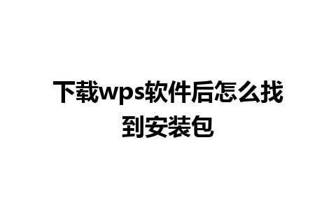 下载wps软件后怎么找到安装包