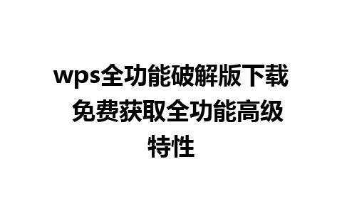 wps全功能破解版下载  免费获取全功能高级特性