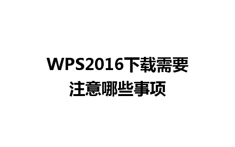 WPS2016下载需要注意哪些事项