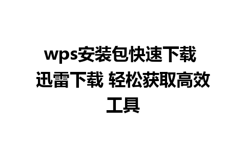 wps安装包快速下载 迅雷下载 轻松获取高效工具