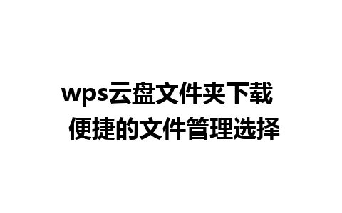 wps云盘文件夹下载  便捷的文件管理选择