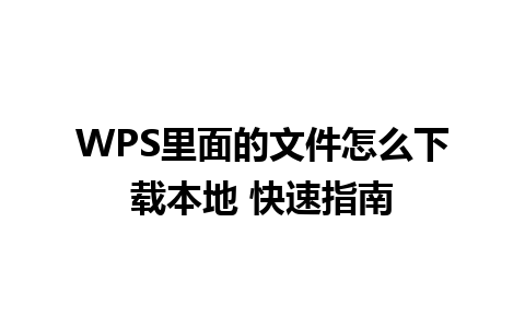 WPS里面的文件怎么下载本地 快速指南