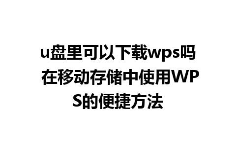 u盘里可以下载wps吗 在移动存储中使用WPS的便捷方法