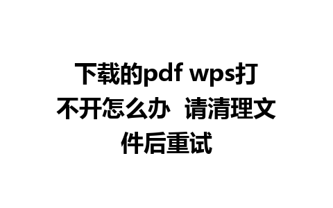 下载的pdf wps打不开怎么办  请清理文件后重试