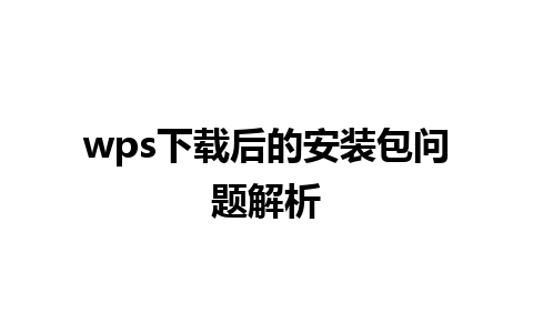 wps下载后的安装包问题解析