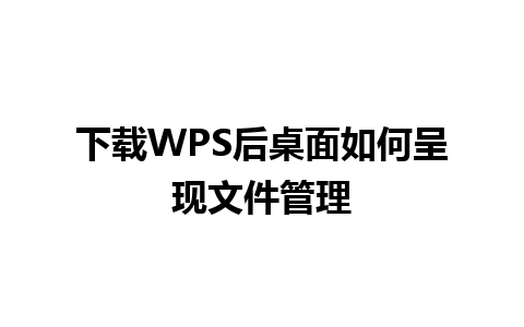 下载WPS后桌面如何呈现文件管理