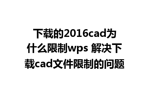 下载的2016cad为什么限制wps 解决下载cad文件限制的问题