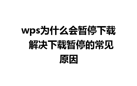 wps为什么会暂停下载  解决下载暂停的常见原因