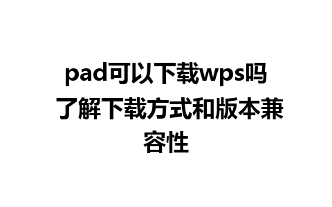 pad可以下载wps吗 了解下载方式和版本兼容性