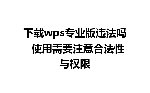 下载wps专业版违法吗  使用需要注意合法性与权限