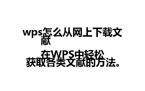 wps怎么从网上下载文献  
在WPS中轻松获取各类文献的方法。