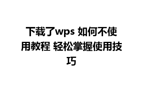 下载了wps 如何不使用教程 轻松掌握使用技巧