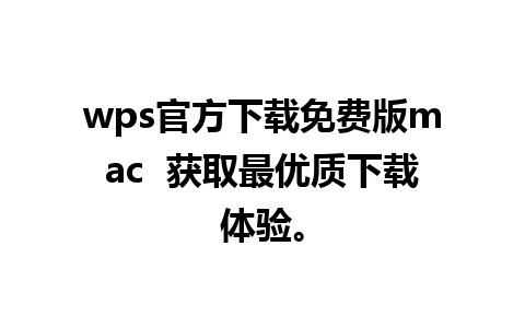 wps官方下载免费版mac  获取最优质下载体验。