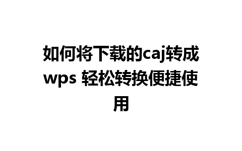 如何将下载的caj转成wps 轻松转换便捷使用