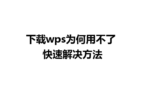 下载wps为何用不了 快速解决方法