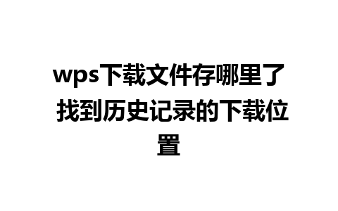 wps下载文件存哪里了 找到历史记录的下载位置
