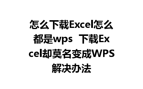 怎么下载Excel怎么都是wps  下载Excel却莫名变成WPS解决办法