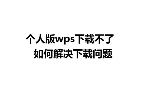 个人版wps下载不了  如何解决下载问题