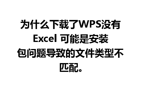 为什么下载了WPS没有Excel 可能是安装包问题导致的文件类型不匹配。