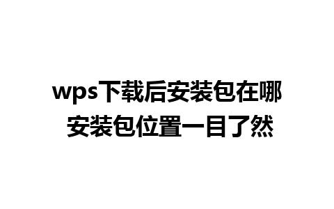 wps下载后安装包在哪 安装包位置一目了然