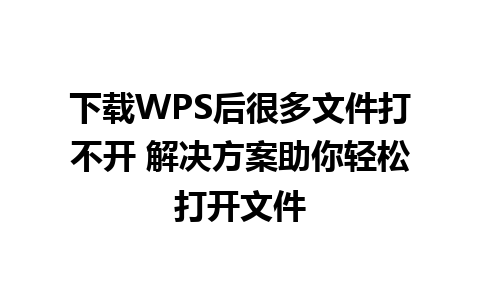 下载WPS后很多文件打不开 解决方案助你轻松打开文件