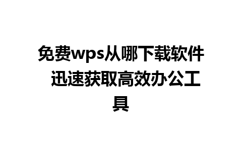 免费wps从哪下载软件  迅速获取高效办公工具