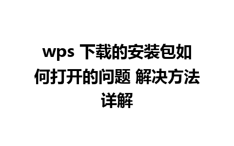 wps 下载的安装包如何打开的问题 解决方法详解